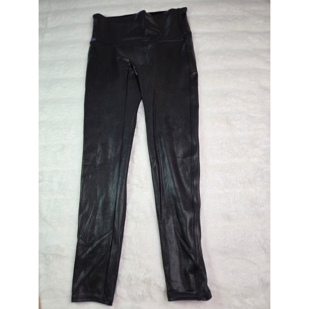 Spanx Faux Leather Leggings Black High Waisted Shaping XL Compression Slimming